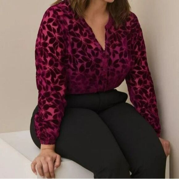 torrid Tops - Torrid Burgundy Burnout Blouse - EUC